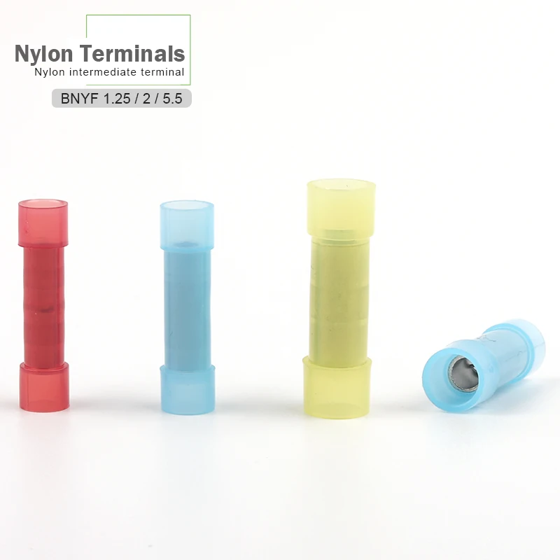 Terminal isolado de nylon, 25 peças, conector de fio reto, condutor de cobre, terminais de crimpagem de cabo elétrico