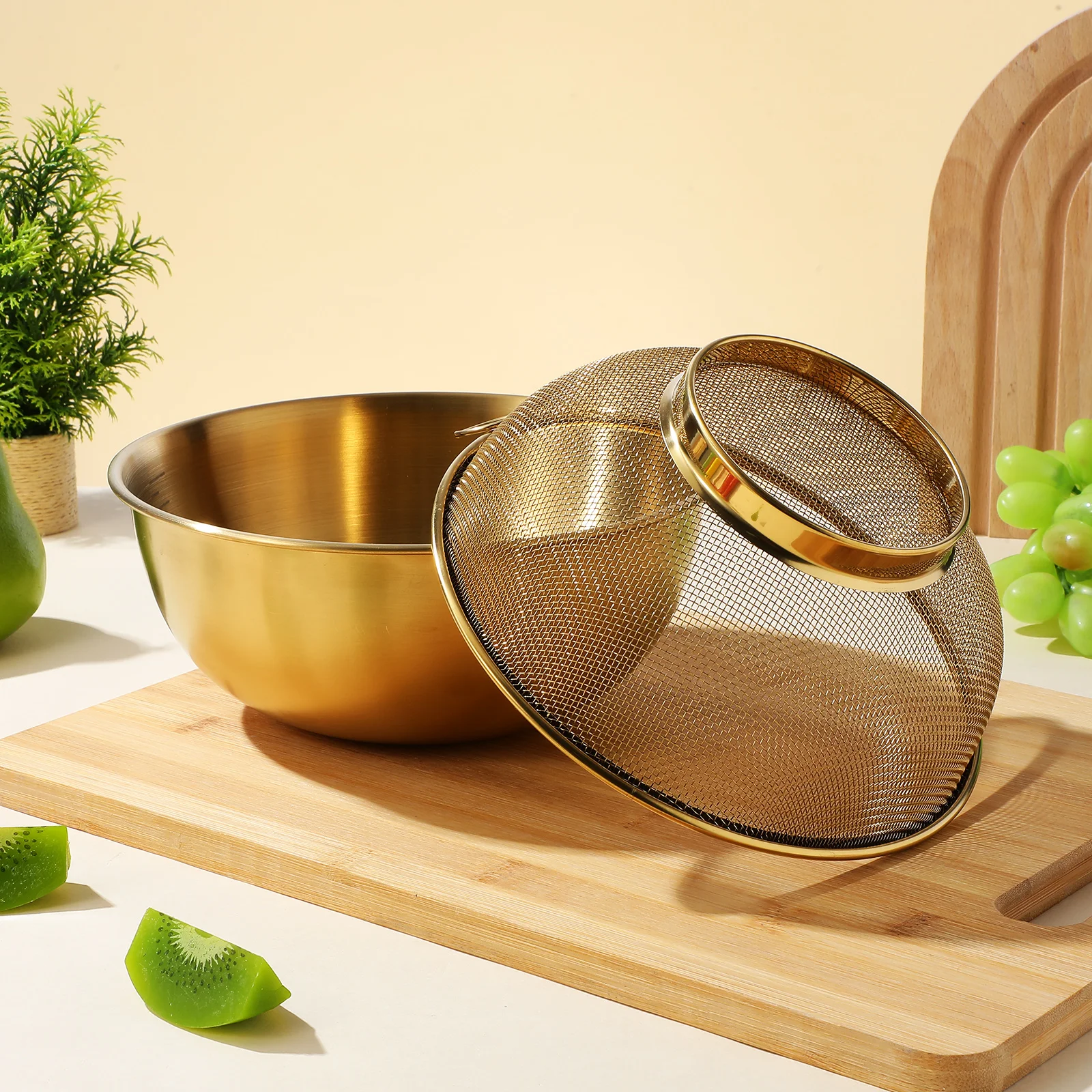 

2Pcs Stainless Steel Fine Mesh Washing Basket Rice Cleaner Fruit Vegetable Drainer Kitchen Metal Basin Stainless Steel Basin