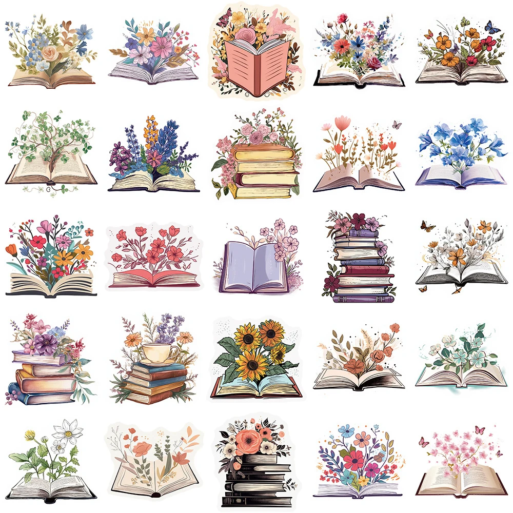 10/30/50pcs divertente Cartoon Art Flower Book adesivi estetici decalcomanie fai da te Laptop Scrapbook Phone Album decorazione Sticker giocattolo per bambini