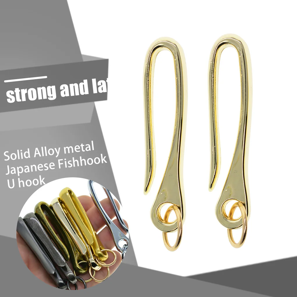 Pack of 2 Wallet Japanese U-shaped Hook Zinc Alloy Keychain Holder DIY Crafting Hooks Hanging Handicrafts Key Ring