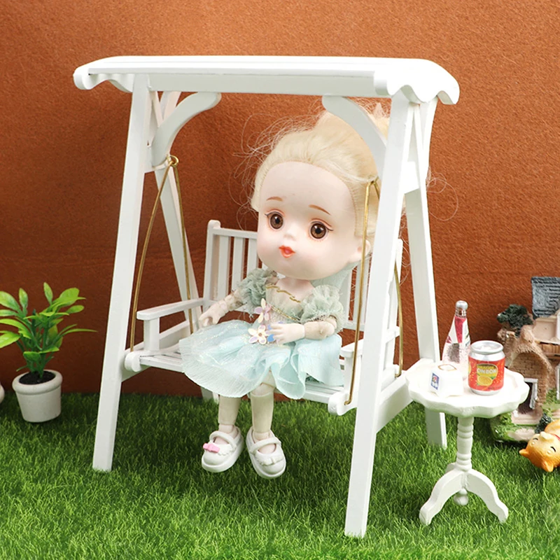 1:12 Dollhouse Miniature Swing Rocking Chair Hanging Chair Ornament Garden Furniture Model Decor Toy