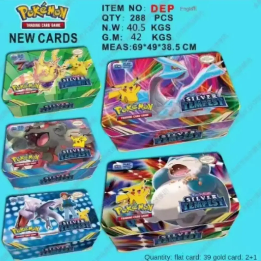 42 unids/set caja de Metal Pokemon de hierro TAKARA TOMY juguetes de batalla caja de Pokemons de origen perdido con juego de Pikachu cartas bancarias 