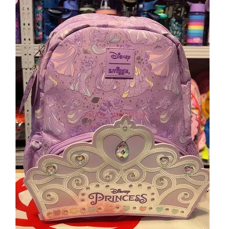 Original Disney Australian Smiggle Crown Princess Children\'s School Bag Stationery Pen Box Lunch Bag Backpack Student Gift