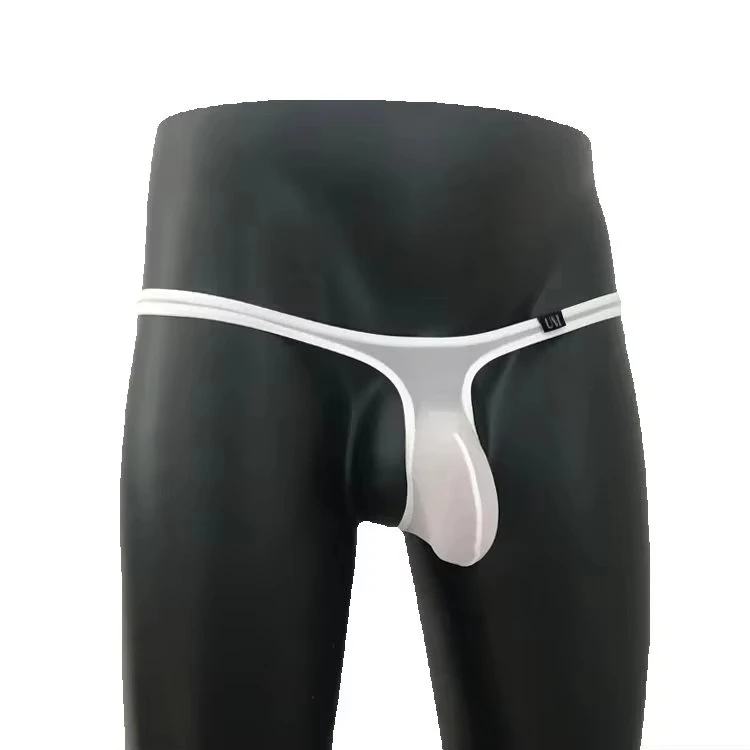 Men Solid Ice Silk Thong Underwear Low Waist Uplift Shaping Sexy T-back G-string Male Panties