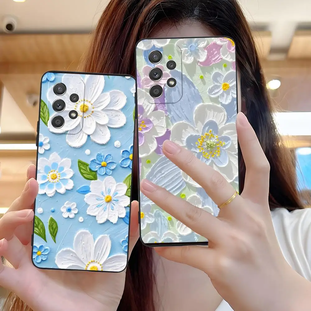 

Oil Painting Flower Phone Case for Samsung Galaxy A73 72 71 70 56 55 54 53 52 36 35 34 23 16 15 5G Colour Protective Smartphone