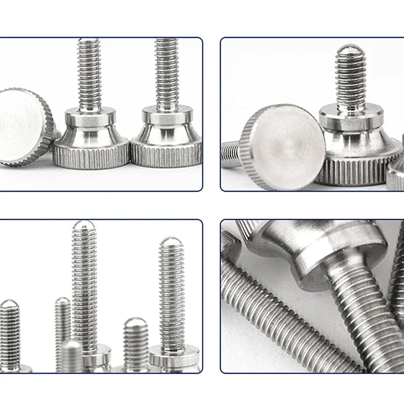 M2 M2.5 M3~M10 304 Stainless Steel Thumb Curtain Wall Glass Lock Screw Hand Knurl Step High Head Hand Tighten Adjust Screw GB834