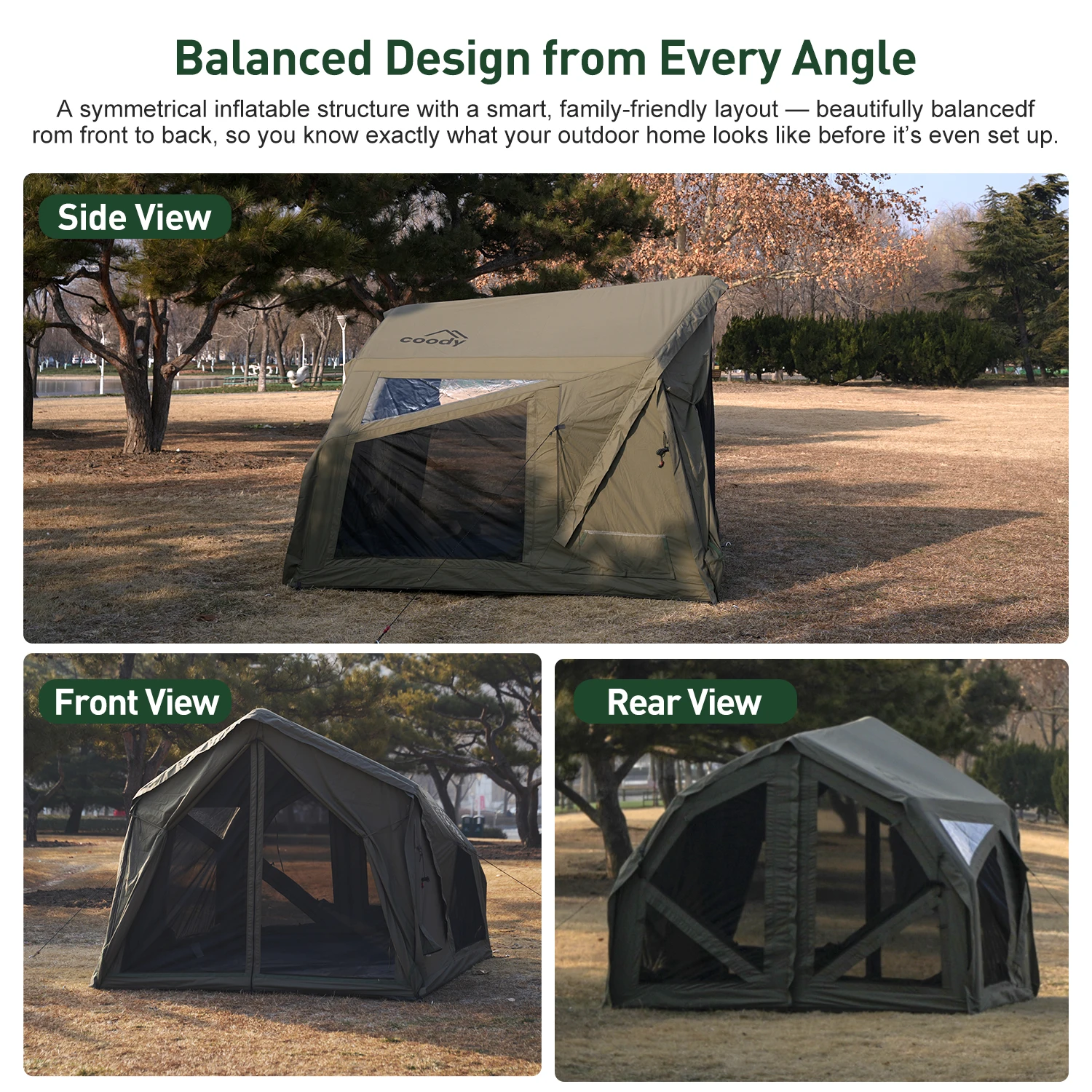 

Yustona Air Tent-Army Green Four Season Camping House Tent Outdoor Waterproof Modern Inflatable Tent