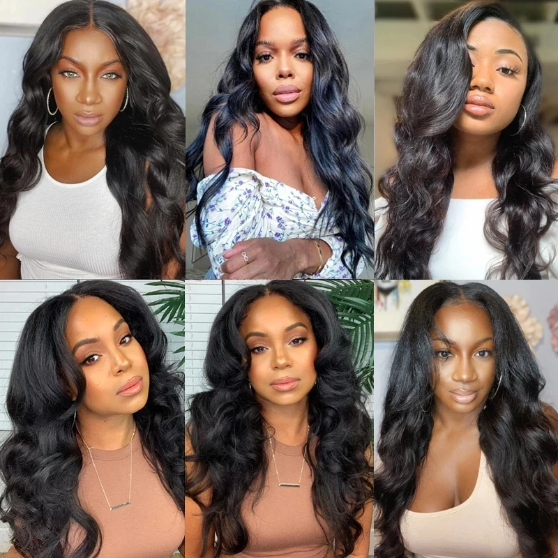 PICKU Body Wave U V Part Wigs For Women Peruvian Body Wave Human Hair Wigs 250% Density Middle U Shape Wigs Remy Glueless Wigs