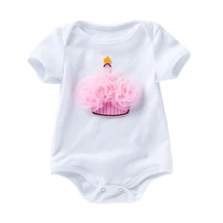 Summer 0-2T Newborn Infant Baby Girls Romper Cotton Infant Romper Playsuit Jumpsuit Baby's Birthday First Year Festival Outfit