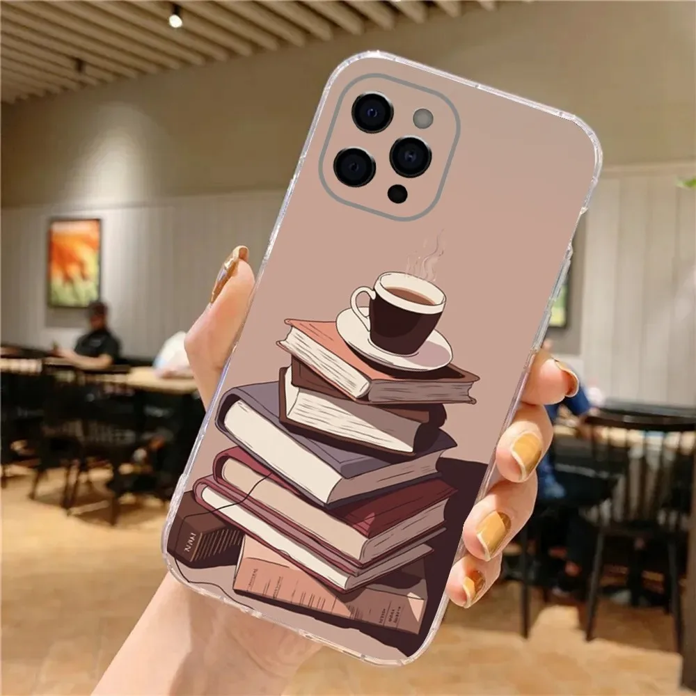 Capa de telefone para meninas, estante de leitura para iphone 15,14,13,12,11 plus, pro, max, xr,xs, x,7,8 plus, se, mini capa macia transparente