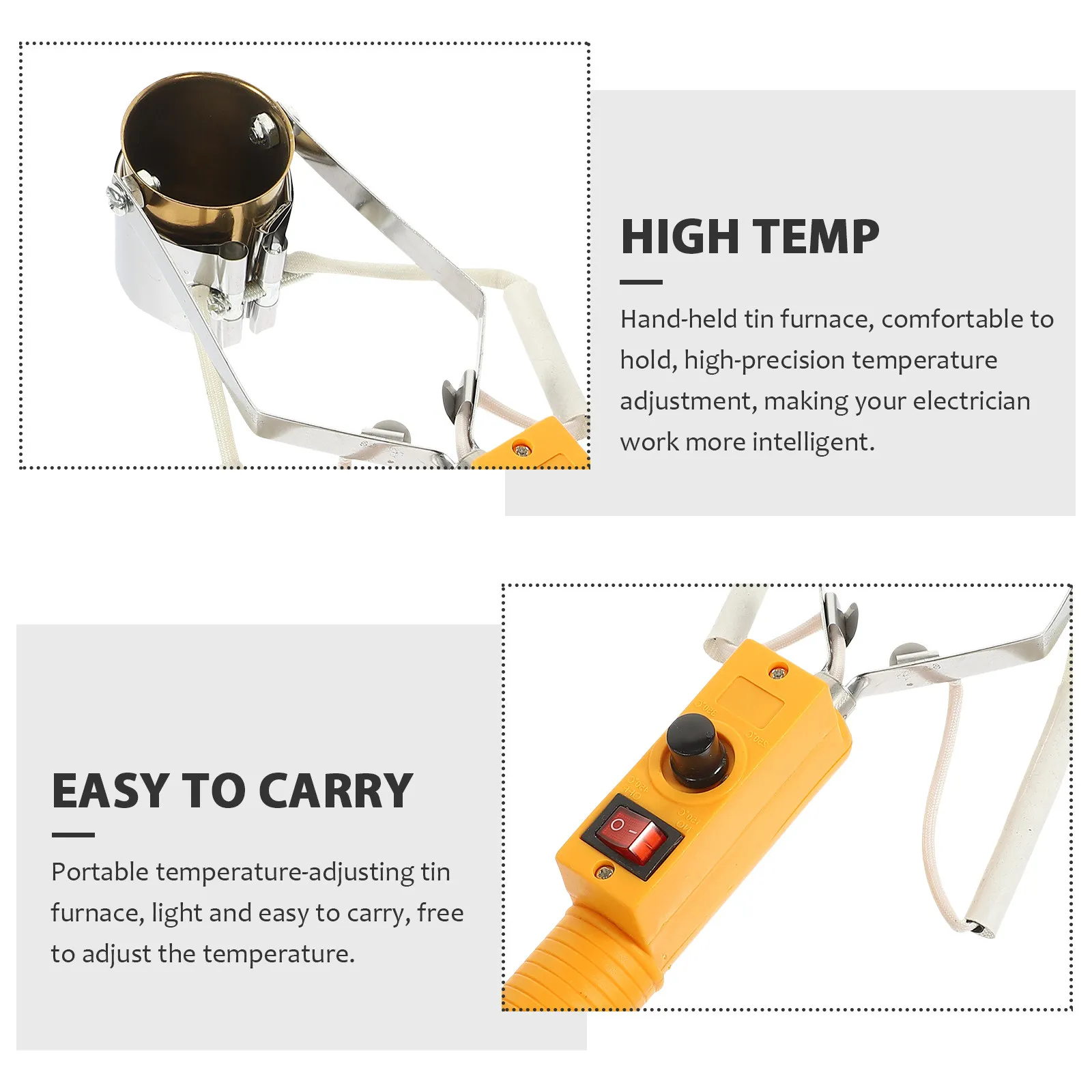 

500W Hand-Held Tin Furnace Adjustable Temperature Electric Melting Pot for Jewelry Making Soldering Tool Portable Lightweight