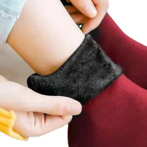 Thick thermal velvet socks for women, monochrome, elastic, comfortable, hot, seamless, snow, female, black, winter, 4 pairs 12 MAIN SALES HALF SALES - №9