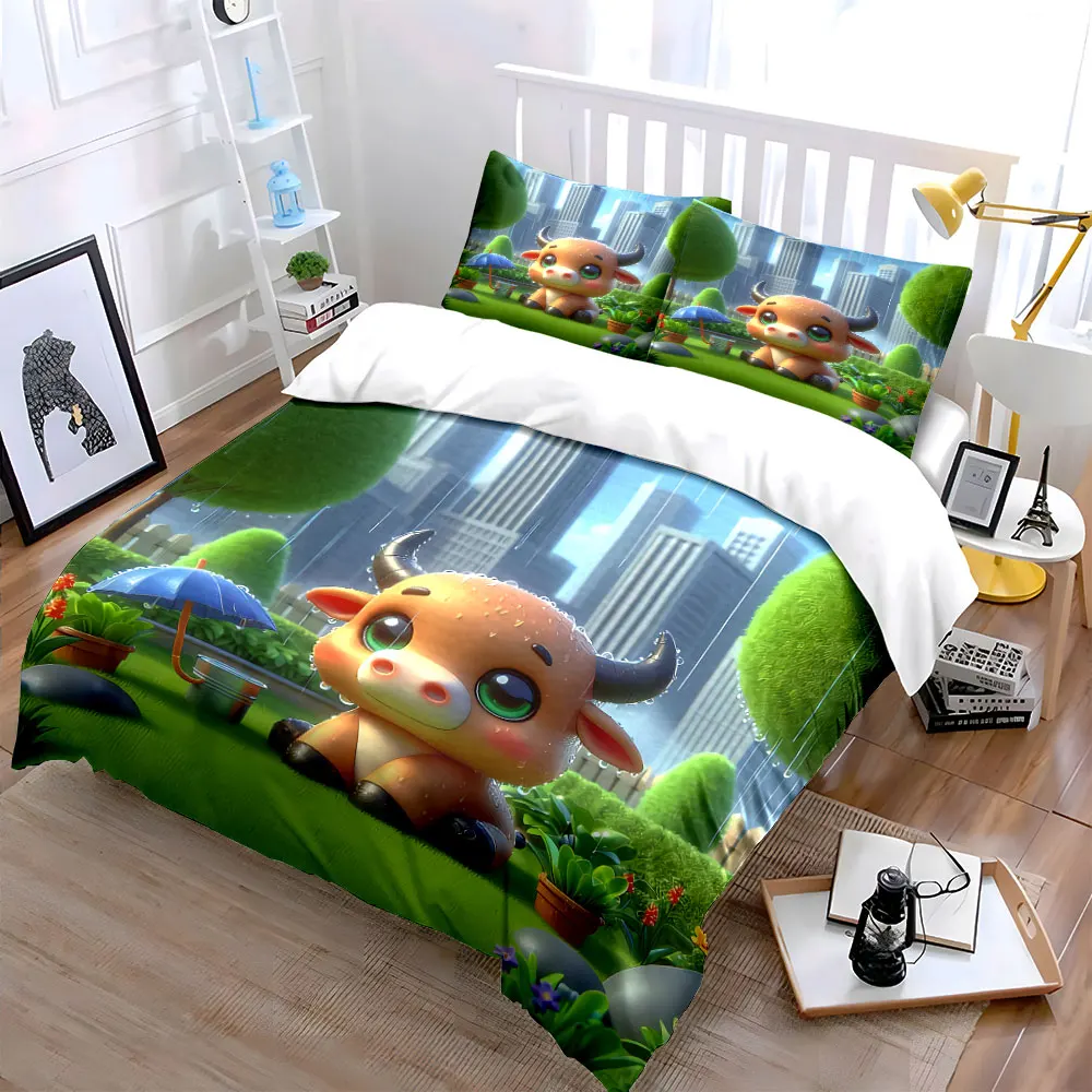 

Cartoon Animal Garden Decor Set Soft Skin-Friendly Bedding Set Includes 1 Duvet Cover And 2 Pillowcase, Gift