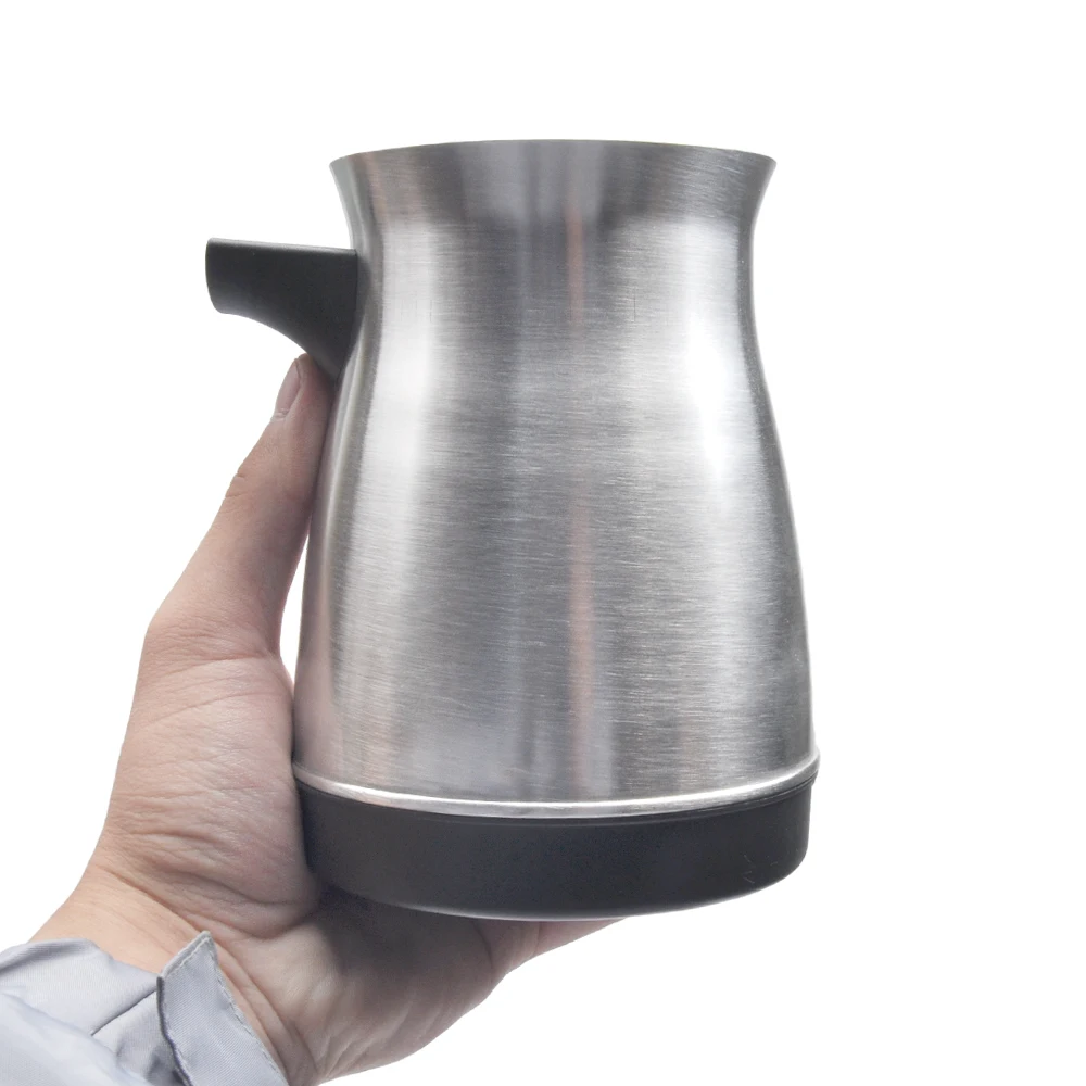 Cafeteira elétrica turca, aço inoxidável, leite quente, café, alça de toque frio, base sem fio, adequada para casa e viagens