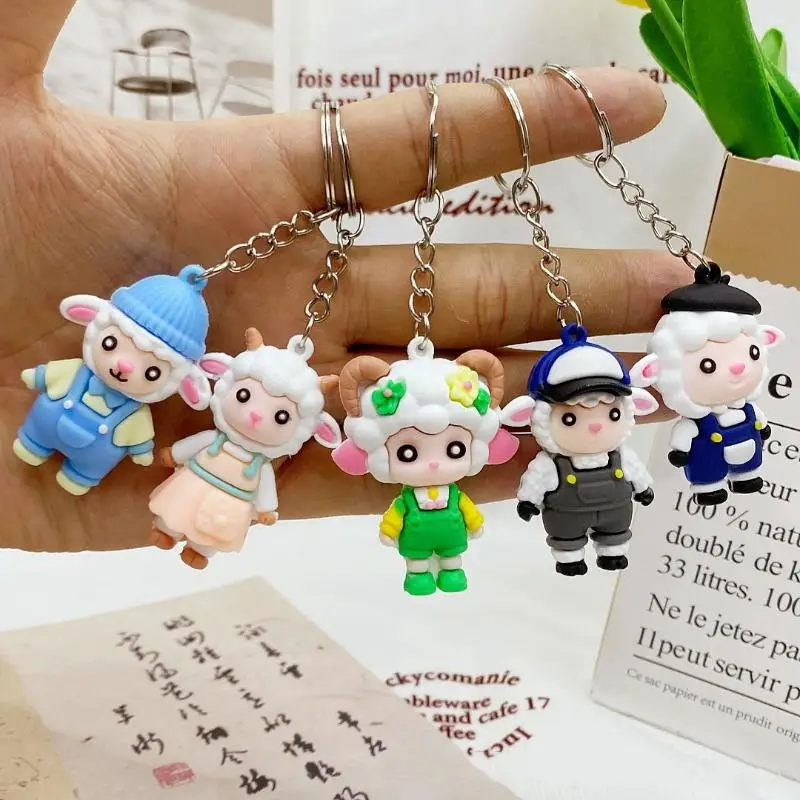 Cute Cartoon Sheep Silicone Keychain Scratch-Resistant Soft Pendant for Backpack Decor Teen Girls Birthday Small Present
