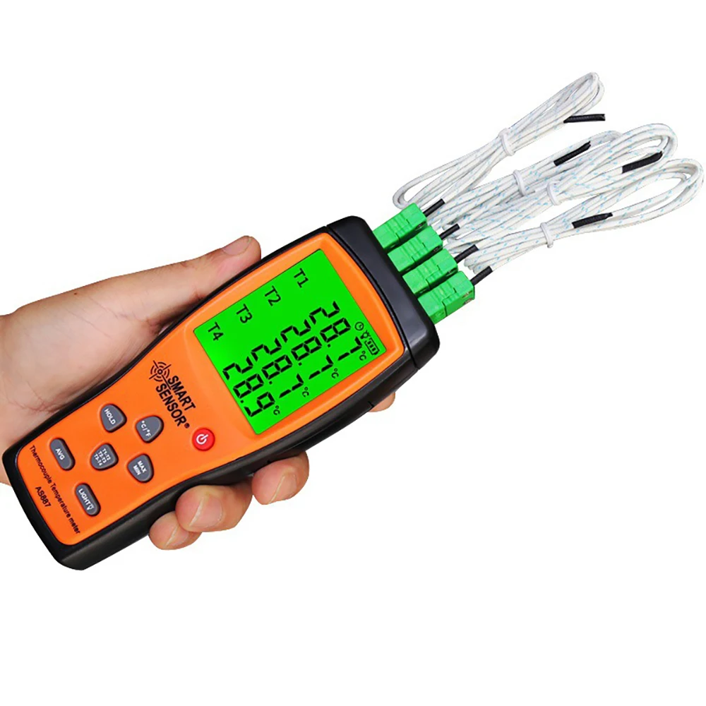 Digital Four Channel Thermocouple Thermometer Temperature Meter with K type thermo-couple sensor LCD Tester range -200-1372C