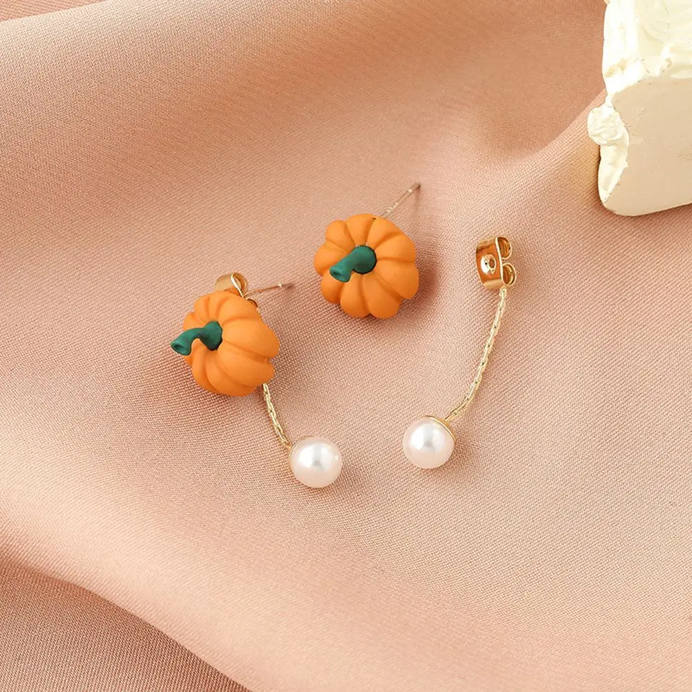 

Trendy Stud Earrings Gifts Pearl Tassel Korean Style Dangle Earrings Party Jewelry Women Halloween Earrings Orange Pumpkin