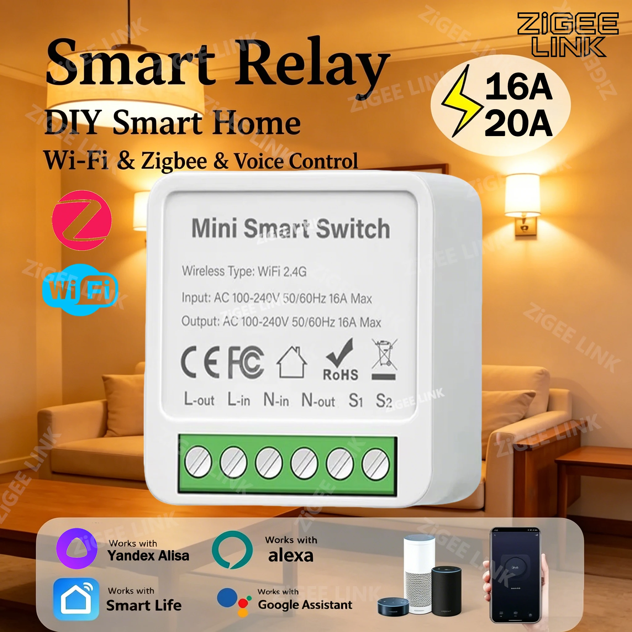 

16A/20A Smart WiFi & Zigbee3.0 Switch APP Control Switch Mini Breaker Smart Life Control Support Tuya Alexa Home Yandex Alice