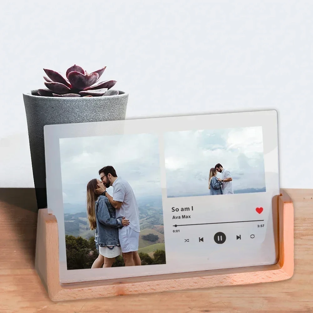 Customized Photo Frame for Wife Husband Gifts Personalized Wooden Music Desktop Photos Frames Custom Picture Frame Wholesale