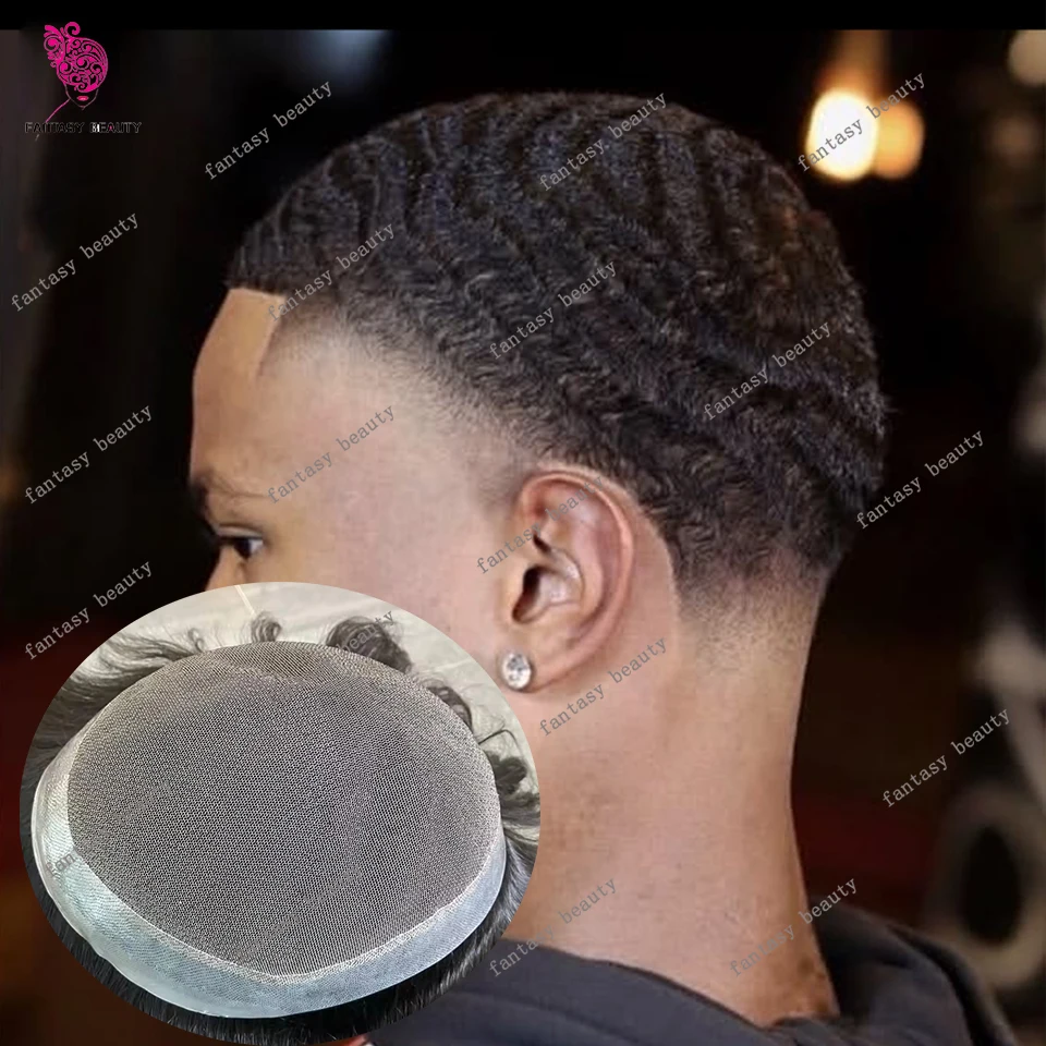 

Протез для волос для мужчин: 10 мм, 8 мм, афро-кудри, прочный, невидимый, с основанием из ПУ и кружевом, 12 мм, волнистый, система замещения волос