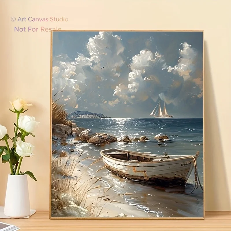 Professional Art Use] 1pc Adult Beginner-Level Digital Painting Kit with Acrylic Paints, Canvas, 3pcs Brushes, And Instructio