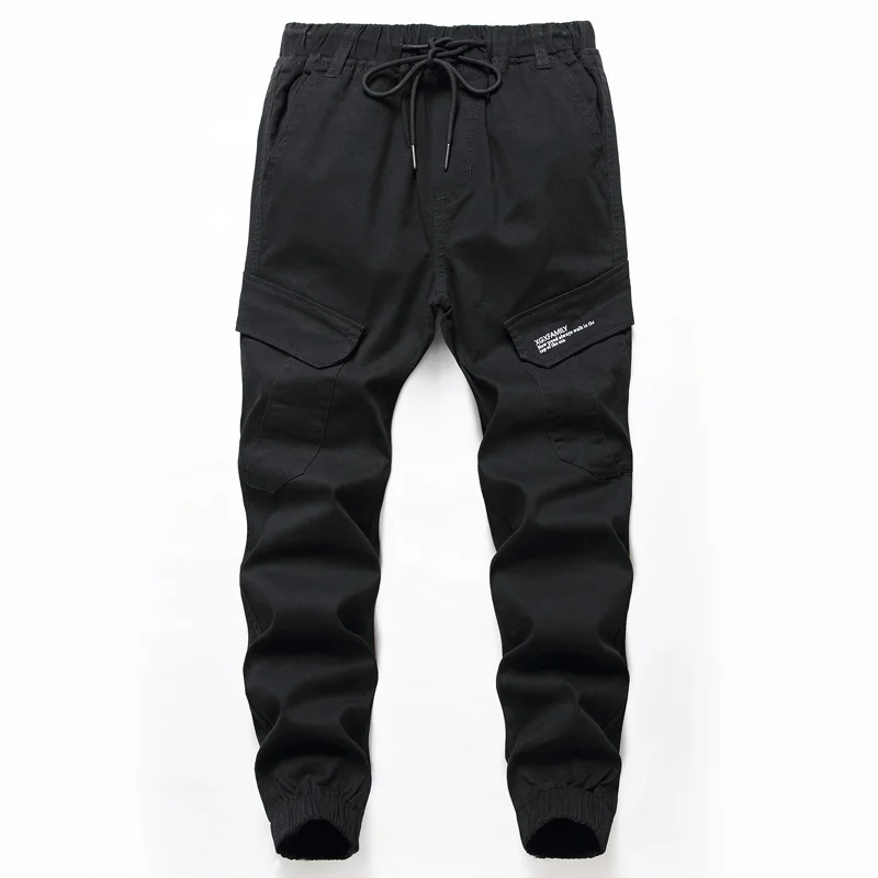 Jogging Kids Casual Pants School Loose Drawstring Elastic Waist Cotton Boys Cargo Trousers Khaki Black 120-165cm