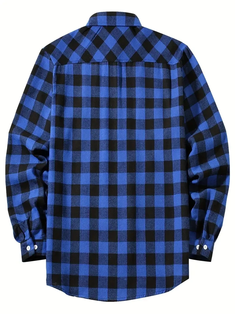 New Fashion Men\'s Hot Plaid Long Sleeve Shirt Standard Fit Button Shirt Hip Hop Shirt Streetwear Casual Clothing