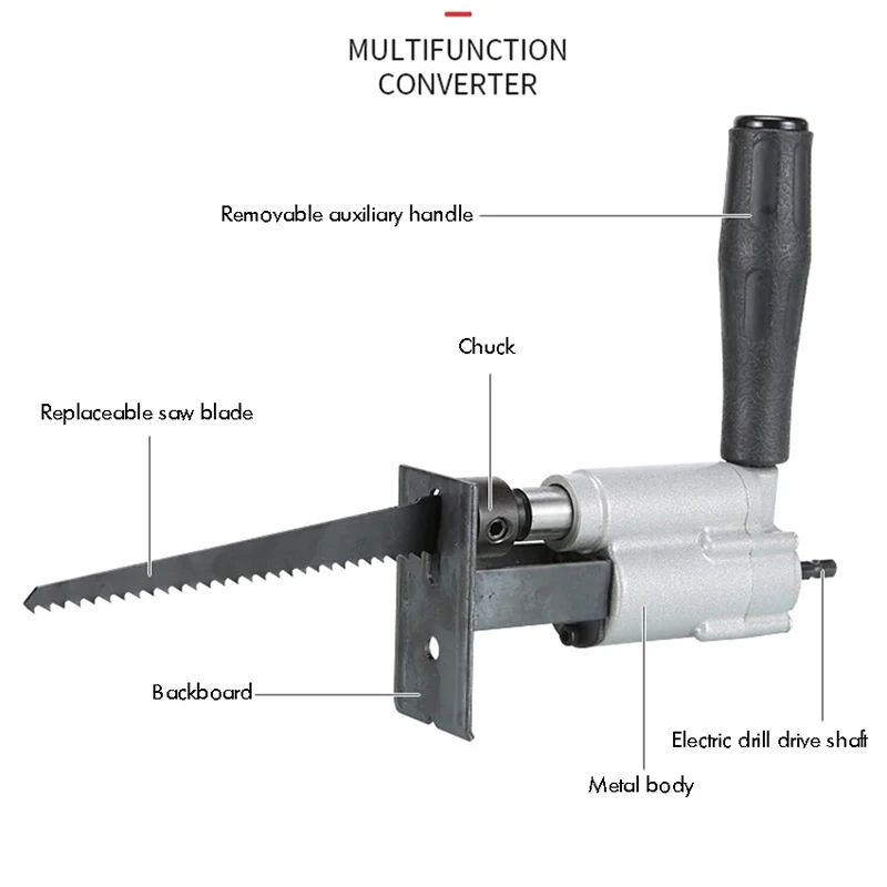 Multifunction Reciprocating Saw Adapter Set Change Electric Drill Into Reciprocating Saw Jig Saw Metal Cutter Drill Attachment