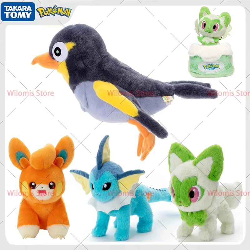 Original Takara Tomy Pokemon Plush Kawaii Sprigatito Vaporeon Pawmi Clodsire Stuffed Animal Toy Throw Pillow Kids Birthday Gift