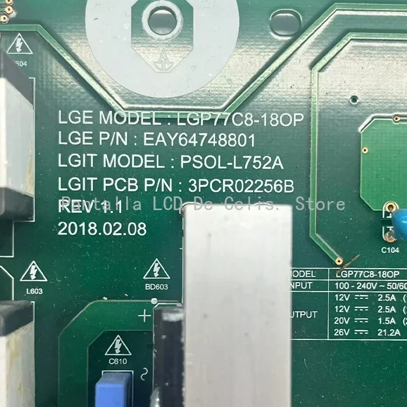 Original Power Supply EAY64748801 LGP77C8-18OP 3PCR02256 for LG OLED Power OLED77C8PUA TV Disassembly Accessories 100% Tested