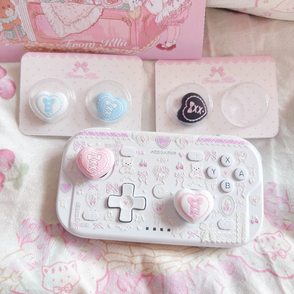 Lace Heart Silicone Thumb Grip Caps Non-Slip Joystick Cover for Switch 2 OLED NS Lite Joy-Con Cute Game Gaming Accessories