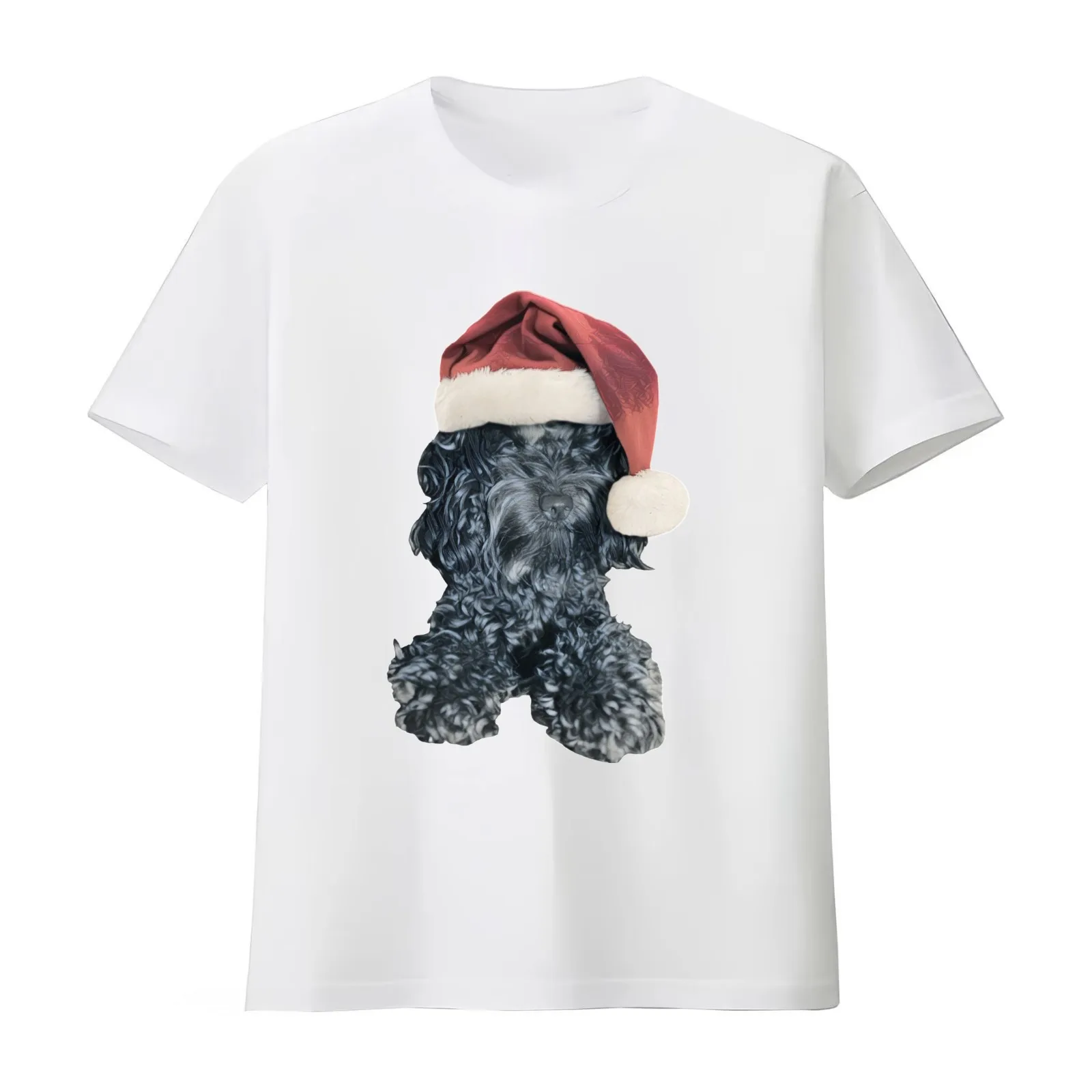Cockapoo in a Christmas Santa Hat (Blue) T-Shirt Summer Casual Cotton Tee Oversized Streetwear Tops Vintage Graphic Print