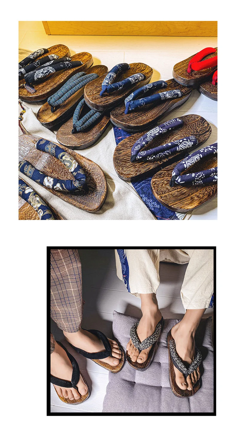 Herren-Slipper, 2022, neue japanische Fischgräten-Hausschuhe, Holz-Clogs, Geta-Flip-Flops, rutschfest, im Sommer, Cos-Schuhe – Detail 2