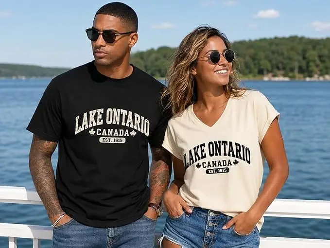 Ontariosee T-Shirt „Always Lake Ontario and The Gulf of Mexico“ Shirt Klassische 70er 80er Retro-Ästhetik Kleidung für Frauen Männer T-Shirts – Detail 12