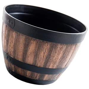 Rohr von Holzimitationsblumen, große Kapazität, Retro, Plastik, Fass, Bonsai, Eimer, Garten, Hof, Dekoration 10 Hauptverkäufe Großer Gärtner Vase - №9