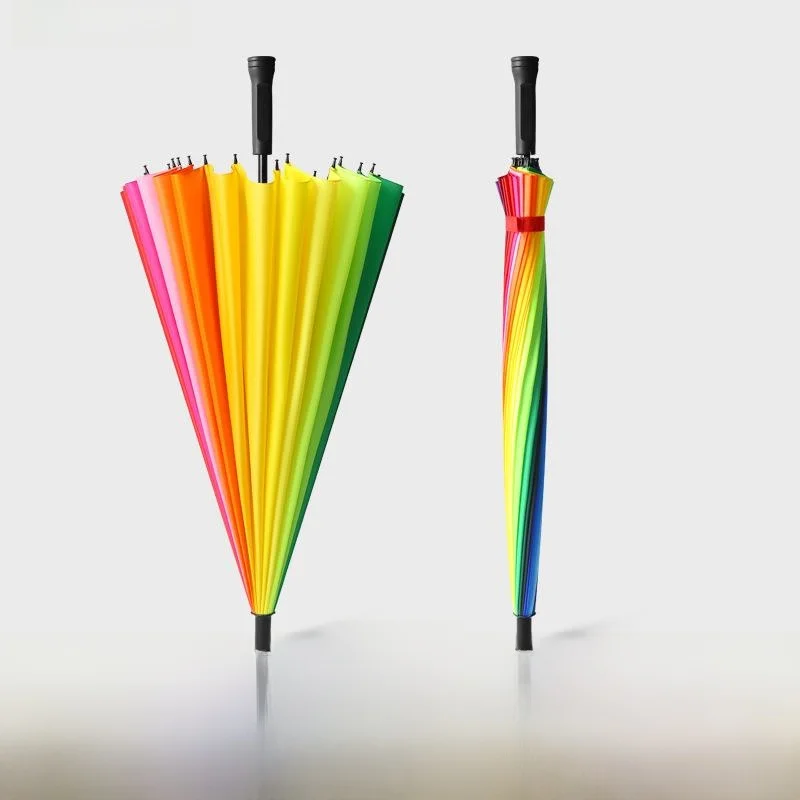 

Большой деловой зонт для гольфа, мужской, ветроустойчивый, с длинной ручкой, прямой, радужный, для сильного дождя