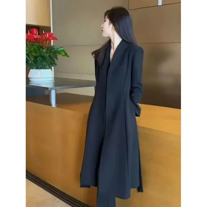 

Faionable Pure Color Long Sve Windbreaker Jaet Тонкая верхняя одежда средней длины для женщин Весна Осень Новое поступление