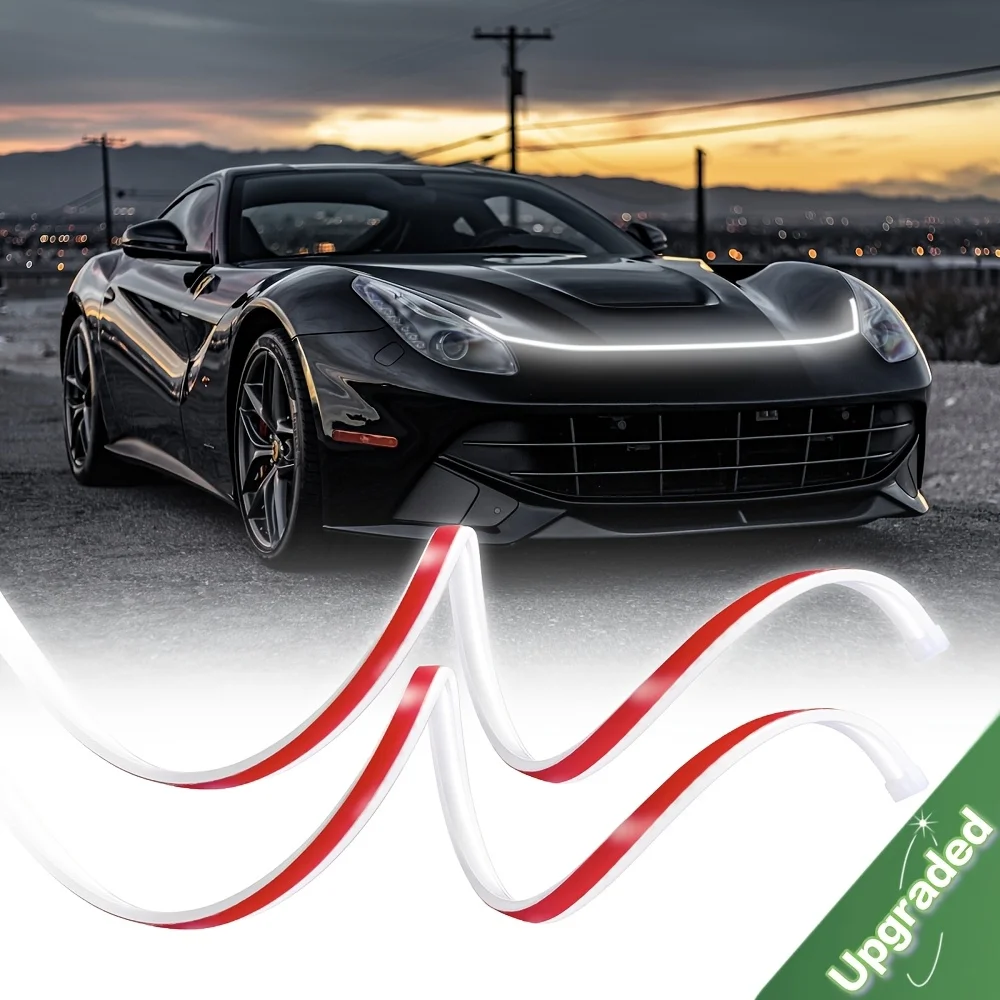 

1.8M 12V White LED Strip Lights for Car Hood Decoration, 2-Pack Upgraded Model Under Hood Lighting Kit