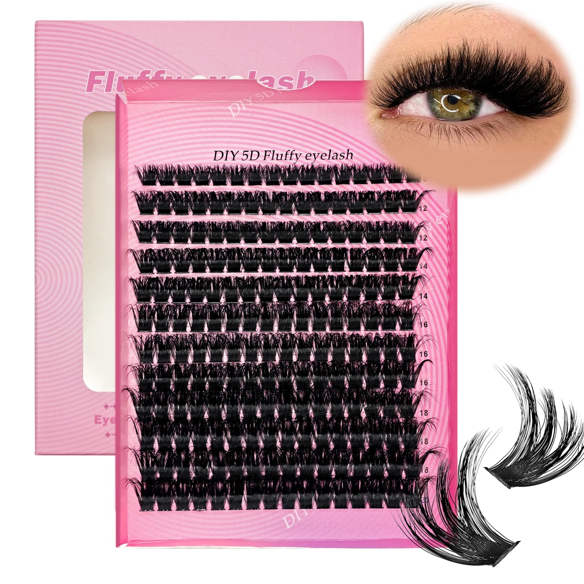 240 Stück 80-120D Cluster-Wimpern, 10-20mm Natürlicher Dicker Stil Wiederverwendbare Wimpern, für Anfänger, Einzelne Wimpernbüschel