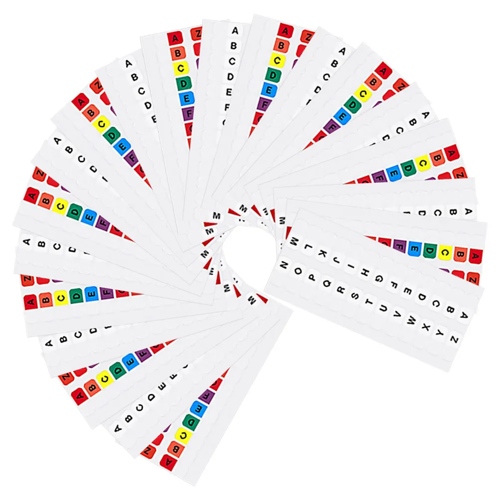 

20 set 20 Sets Index Label Stickers Colorful Alphabet Tabs Sticky Book Page Markers Waterproof Adhesive Tabs for Folders Binders
