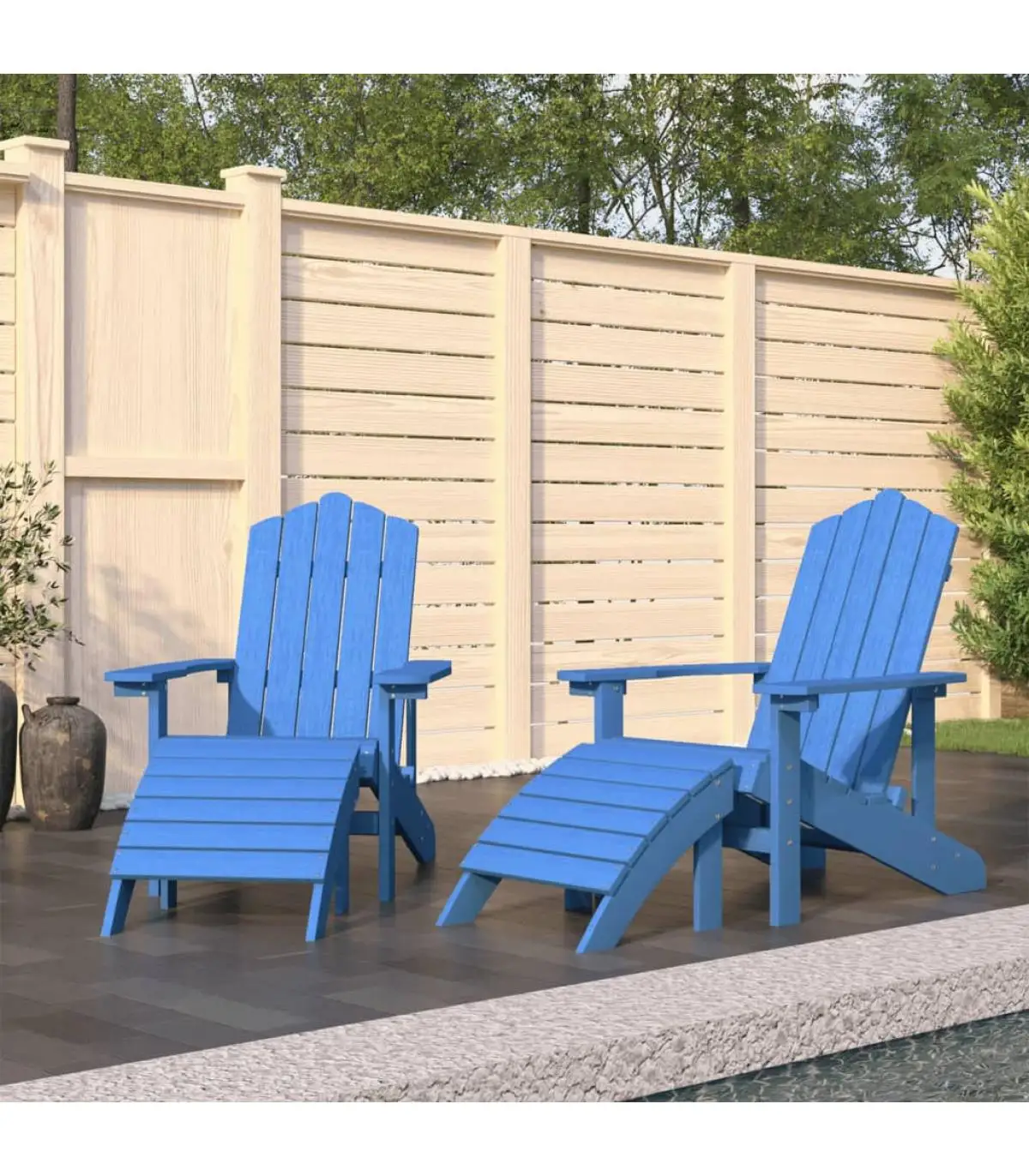 Garden chairs Adirondack garden chairs 2 Pcts with footrest HDPE aquamarine