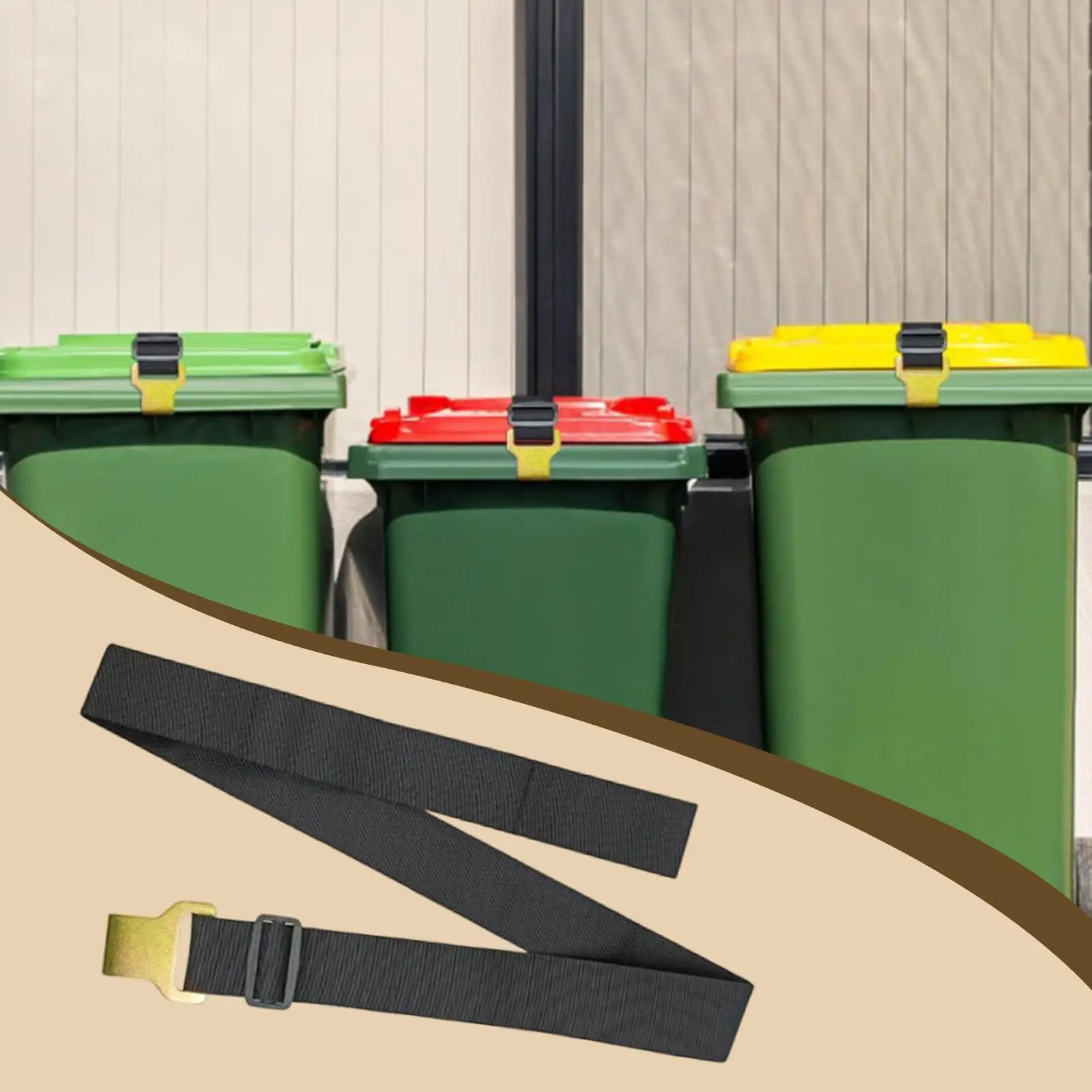 

Secure Trash Can Lid Strap for Outdoor Locking Cord Adjustable Easy Install Keeps Animals Away Home