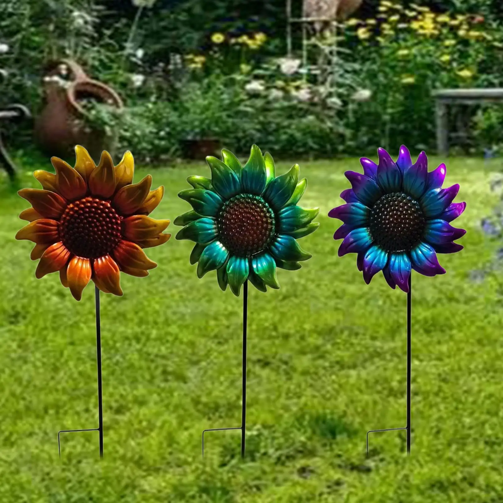 Sunflower Garden Stake Garden Decor for Outside Portable Stylish Rustic Spring