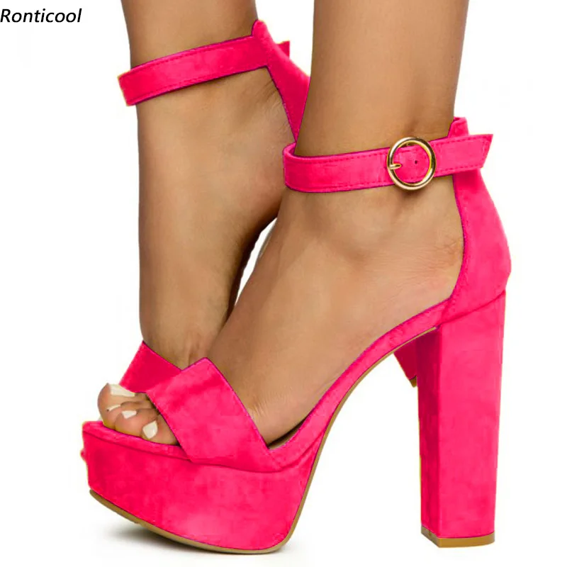 

Ronticool, цветные женские сандалии на платформе, с ремешком на щиколотке, на блочном каблуке с открытым носком, великолепная 10-цветная обувь для вечеринок, размер 35-52