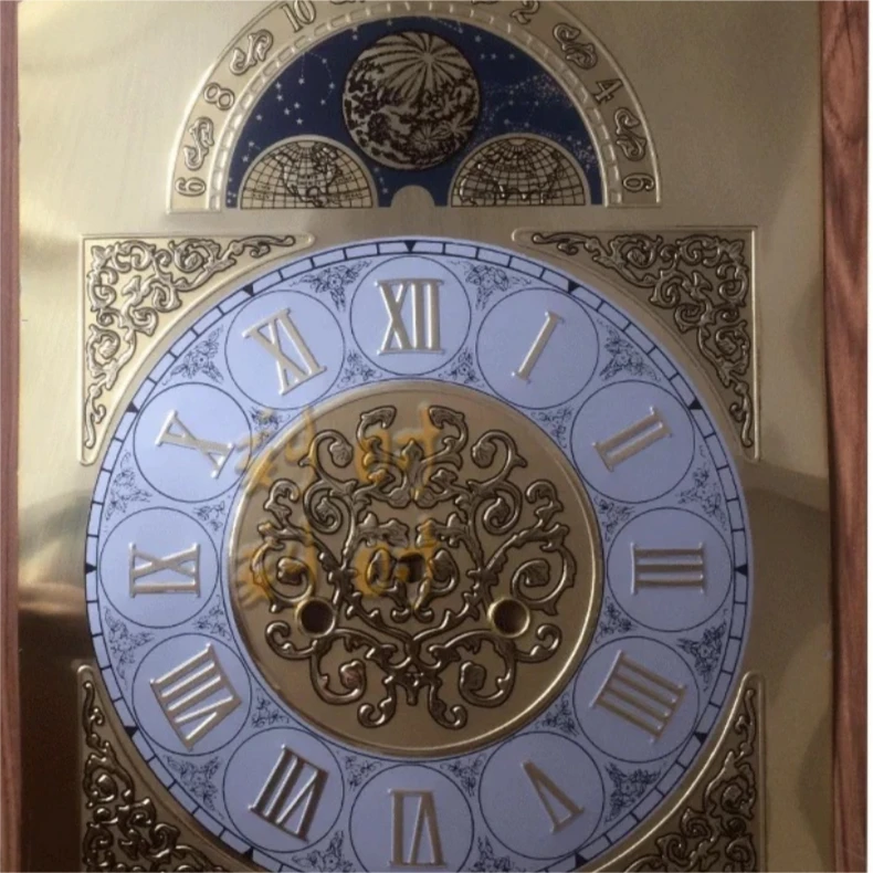 Rectangular Aluminum Clock Dial Face 31 Days Mechanical Winding Movement Parts for Floor Clock Repair Accessories-Only the dial