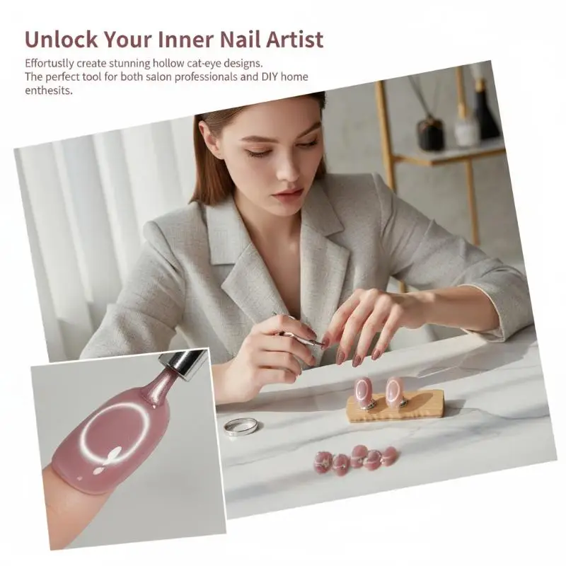 Nail Art Cat's Eye Magnet Tool Hollow Glass Bead Effect Ring-shaped Nail Supply