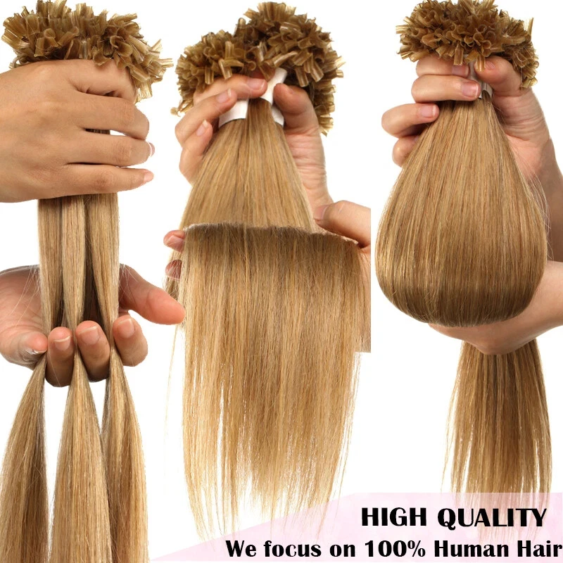 

Human Hair U Tip Hair Extensions 24inch 100 strands Hair Piece In Stock Wholesale Dropship Color #27 #4