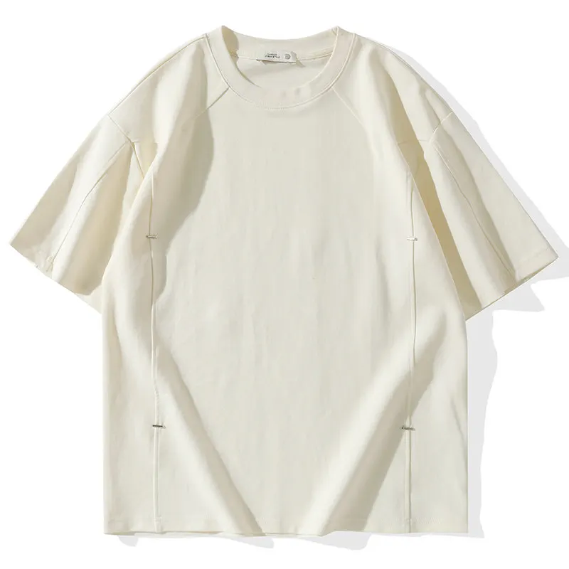 Good Quality Men's Cotton T-shirt Summer Fashion Soft Comfortable Breathable Chic Patchwork Solid Color Trendy Pullover Tops