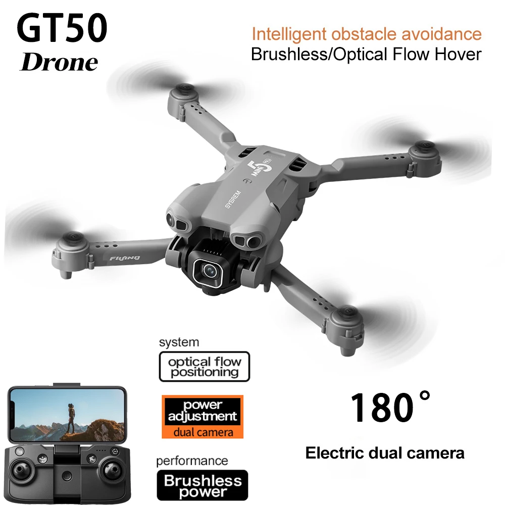 New GT50 Drone 8K HD Dual CamerRC Brushless Motors Obstacle Avoidance Foldable Quadcopter Child Toy For Xiaomi videography Drone