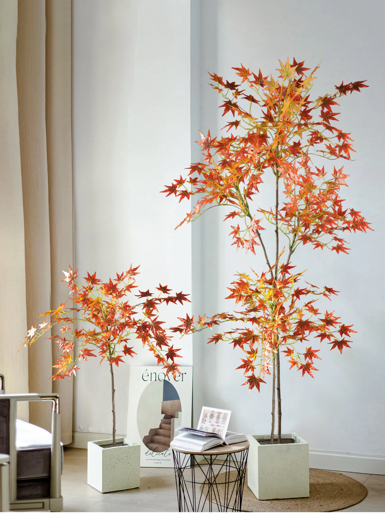 70–140 cm künstlicher Ahornbaum, gefälschte japanische Pflanzen, hoher Ahornzweig, Seidenhuhnklaue, Ahornblätter für Zuhause, Garten, Raumdekoration – Detail 8